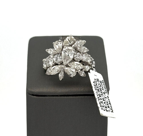18K White Gold 7.60 CT Diamond Cluster Ladies Ring, S16653