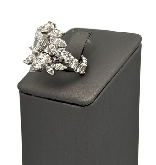 18K White Gold 7.60 CT Diamond Cluster Ladies Ring, S16653