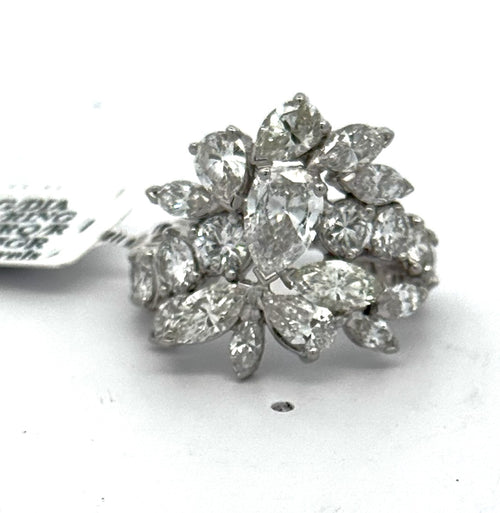 18K White Gold 7.60 CT Diamond Cluster Ladies Ring, S16653