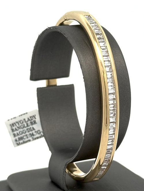 18k Yellow Gold 3.75CT Diamond Ladies Bangle Bracelet, 36.7gm, S16655