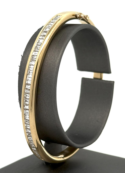 18k Yellow Gold 3.75CT Diamond Ladies Bangle Bracelet, 36.7gm, S16655