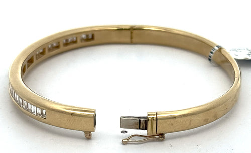 18k Yellow Gold 3.75CT Diamond Ladies Bangle Bracelet, 36.7gm, S16655