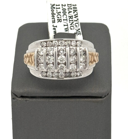 10k White Gold 2.00CT Diamond Men's Wedding Band, 11.3g, Size 9.75, S15884
