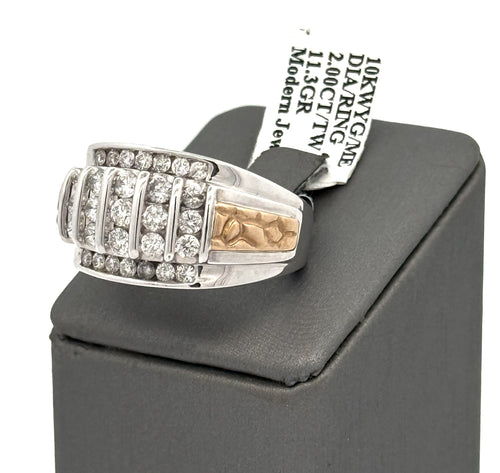 10k White Gold 2.00CT Diamond Men's Wedding Band, 11.3g, Size 9.75, S15884