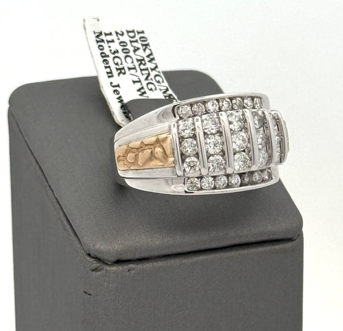 10k White Gold 2.00CT Diamond Men's Wedding Band, 11.3g, Size 9.75, S15884