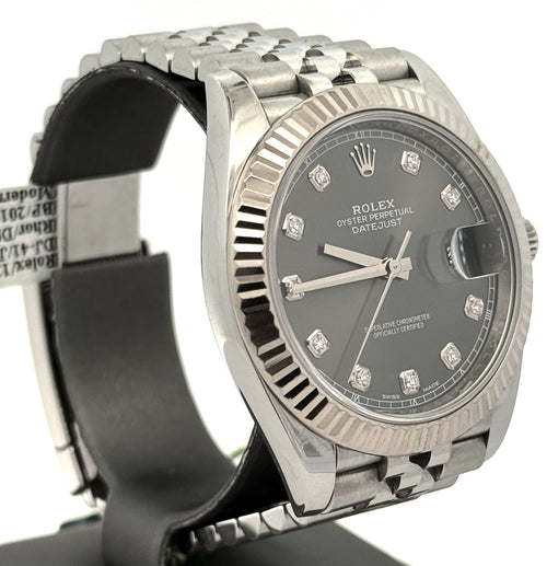 Pre-Owned Rolex Datejust 41mm Stainless Steel Watch 126334 Gold Fluted bezel