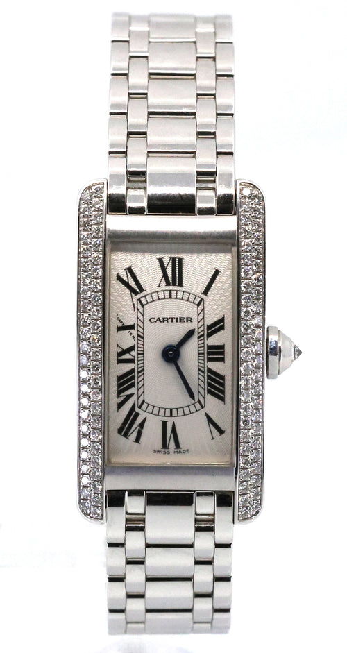 Cartier Tank Américaine Quartz 18kt White Gold Watch,WB7018L1, (Pre-owned), S109088