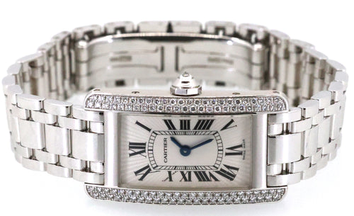Cartier Tank Américaine Quartz 18kt White Gold Watch,WB7018L1, (Pre-owned), S109088