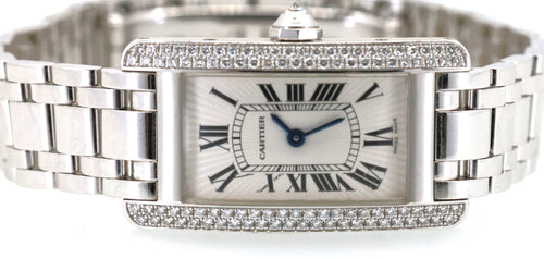 Cartier Tank Américaine Quartz 18kt White Gold Watch,WB7018L1, (Pre-owned), S109088