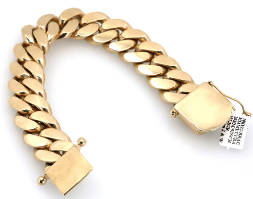 10k Yellow Gold Men's Miami Cuban Link Bracelet 257.2g, 9", S109087