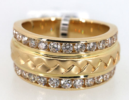 14k Yellow Gold 1.25CT Wide Band Round Cut Diamond Ring, S17083