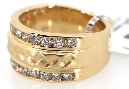 14k Yellow Gold 1.25CT Wide Band Round Cut Diamond Ring, S17083
