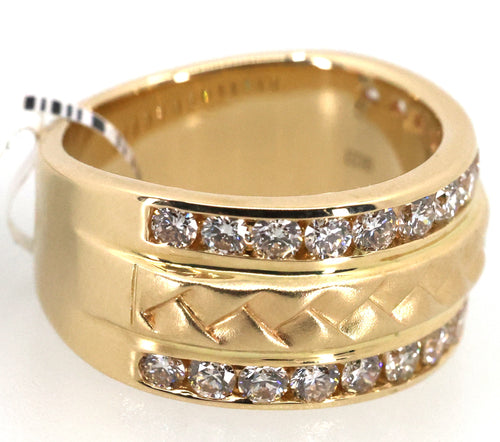 14k Yellow Gold 1.25CT Wide Band Round Cut Diamond Ring, S17083