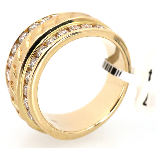 14k Yellow Gold 1.25CT Wide Band Round Cut Diamond Ring, S17083