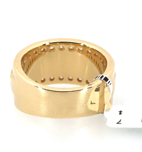 14k Yellow Gold 1.25CT Wide Band Round Cut Diamond Ring, S17083