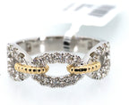 14k Yellow & White Gold 0.65 CT Diamond Wide Band Ladies Ring, 4.8gm, Size 7, S17084