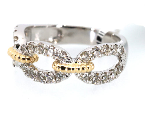 14k Yellow & White Gold 0.65 CT Diamond Wide Band Ladies Ring, 4.8gm, Size 7, S17084