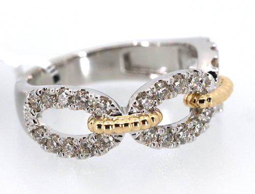 14k Yellow & White Gold 0.65 CT Diamond Wide Band Ladies Ring, 4.8gm, Size 7, S17084