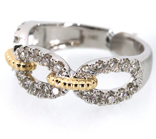 14k Yellow & White Gold 0.65 CT Diamond Wide Band Ladies Ring, 4.8gm, Size 7, S17084