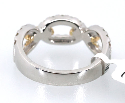 14k Yellow & White Gold 0.65 CT Diamond Wide Band Ladies Ring, 4.8gm, Size 7, S17084
