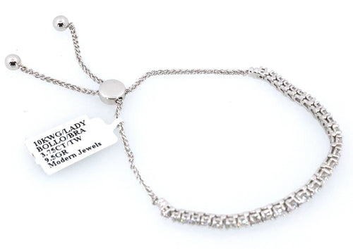 10k White Gold 3.50 CT Diamond Bolo Bracelet, 9.5g, S17081