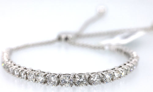 10k White Gold 3.50 CT Diamond Bolo Bracelet, 9.5g, S17081