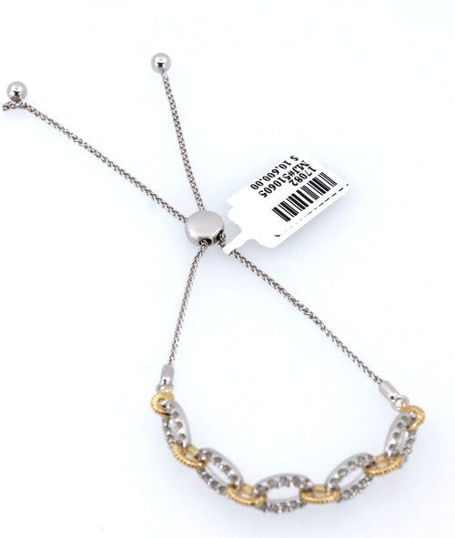 10k White & Yellow Gold 1.00 CT Diamond Bolo Bracelet, 7.2g, S17082
