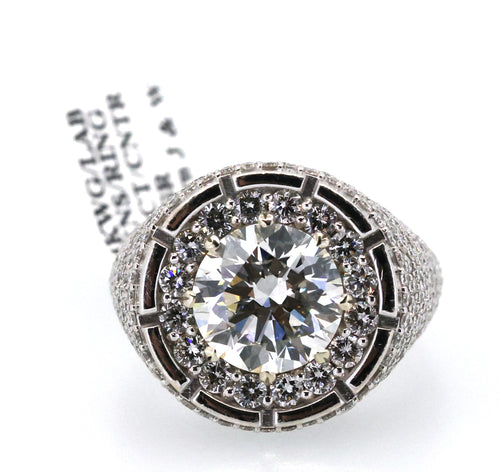 14k White Gold 4.80 CT Lab Diamond Men's Ring, S109099