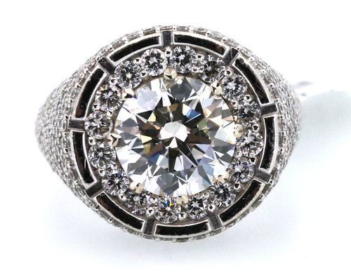 14k White Gold 4.80 CT Lab Diamond Men's Ring, S109099