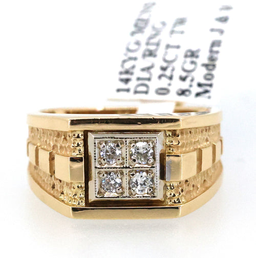 14k Yellow Gold 0.25 CT Diamond Men's Ring, S100723