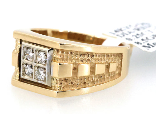 14k Yellow Gold 0.25 CT Diamond Men's Ring, S100723