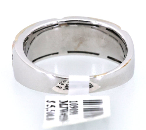 10k White & Rose Gold 0.25 CT Black Diamond Men's Band Ring, S109098
