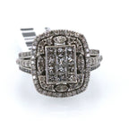 10k White Gold 1.25CT Diamond Cluster Ring,6.2g, S109102
