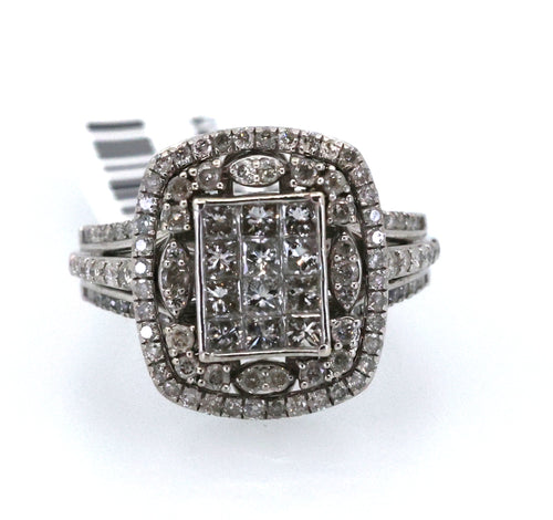 10k White Gold 1.25CT Diamond Cluster Ring,6.2g, S109102