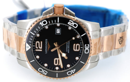 Longines HydroConquest Automatic Black Dial Rose Gold & Steel 43mm Men's Watch L3.782.3.58.7, L37823587