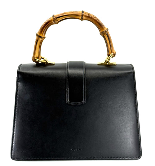 Gucci Bamboo Dionysus Shoulder Handbag Leather Black Green Red Used Women