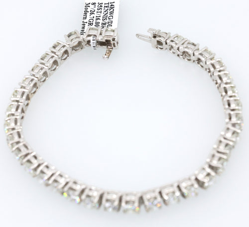 14k White Gold 15.75 CT Diamond Tennis Bracelet, 26.7g, 8", S17104
