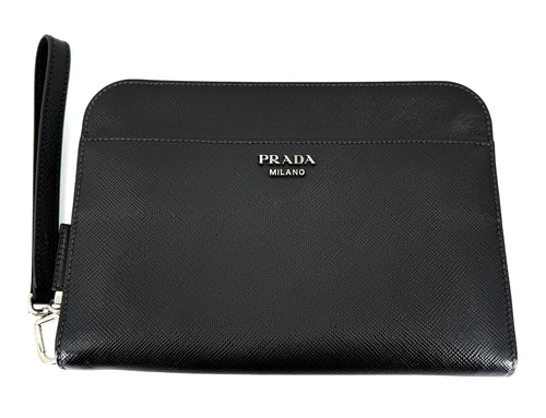 Prada clutch bag leather