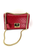 Gucci Guccissima Medium Padlock Shoulder Bag Hibiscus Red  (Pre-owned)