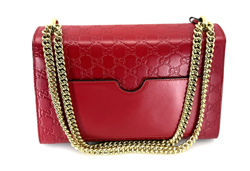 Gucci Guccissima Medium Padlock Shoulder Bag Hibiscus Red  (Pre-owned)