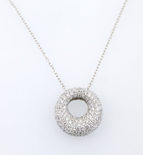 14k White Gold 2.25CT Doughnut Necklace 6.5g, S17107