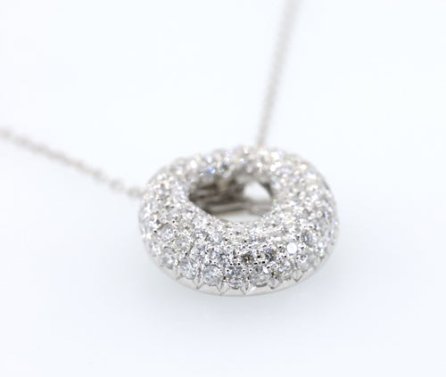 14k White Gold 2.25CT Doughnut Necklace 6.5g, S17107