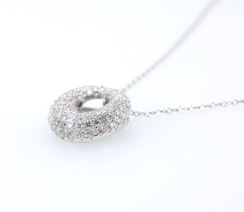 14k White Gold 2.25CT Doughnut Necklace 6.5g, S17107
