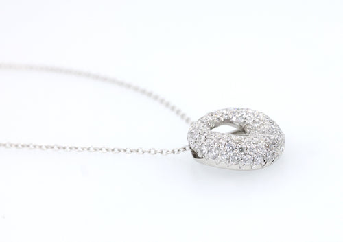 14k White Gold 2.25CT Doughnut Necklace 6.5g, S17107