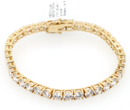 14k Yellow Gold 20.46CT Lab Diamond Tennis Bracelet 24.3g, 8", S109122