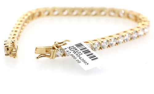 14k Yellow Gold 20.46CT Lab Diamond Tennis Bracelet 24.3g, 8", S109122
