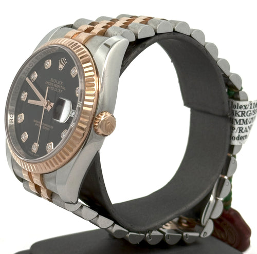 Pre-owned Rolex Datejust 36mm Black Dial - 116231 - Rose Gold/Steel S106431