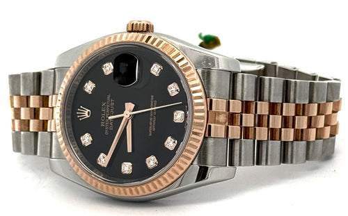 Pre-owned Rolex Datejust 36mm Black Dial - 116231 - Rose Gold/Steel S106431