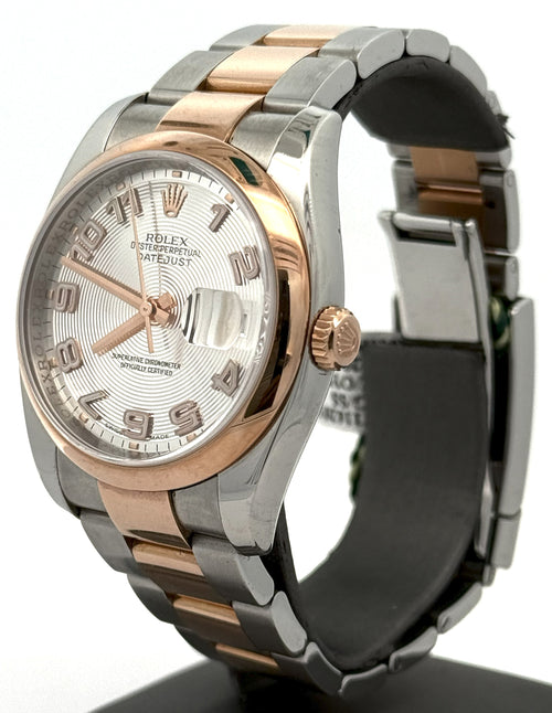 Pre-owned Rolex Datejust 36mm Silver Dial - 116201 - Rose Gold/Steel S105782