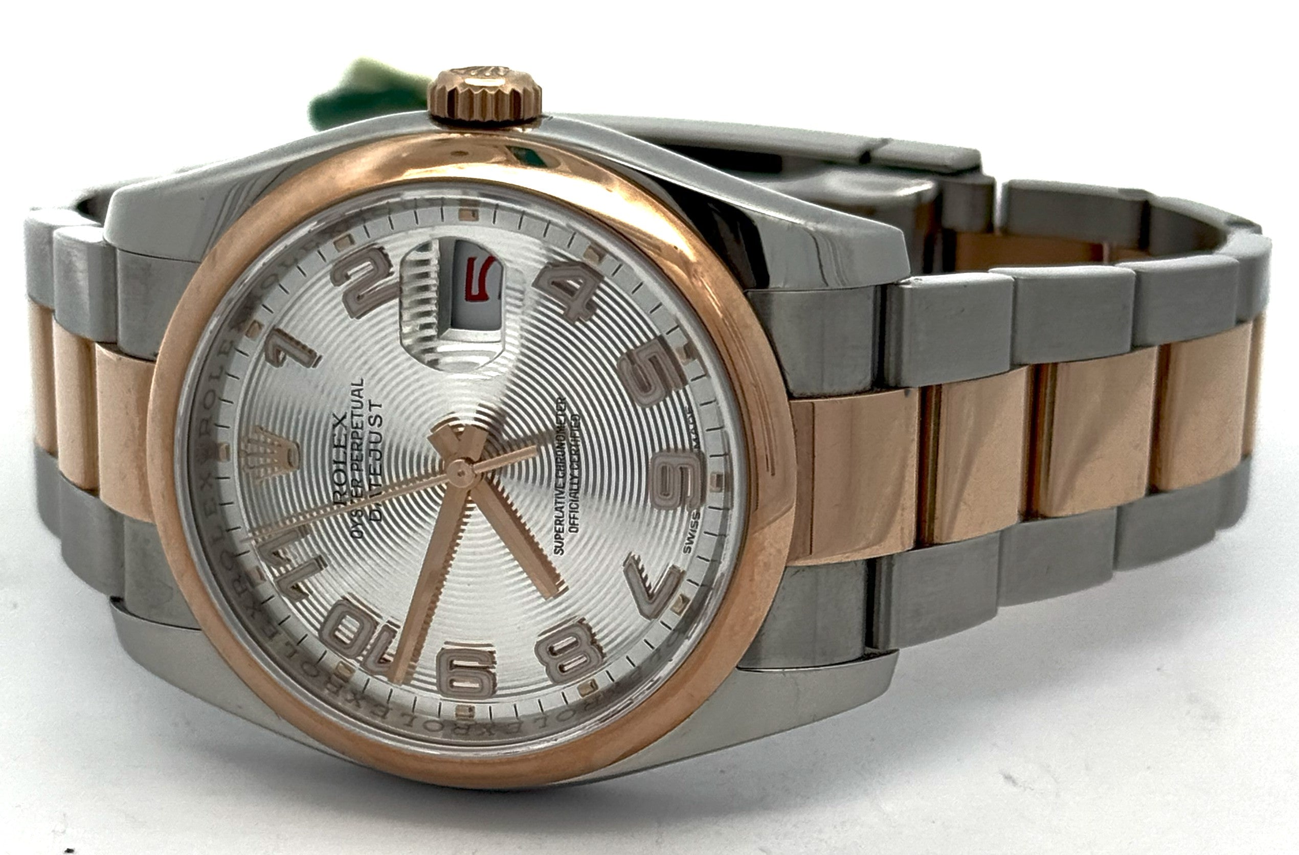 Pre-owned Rolex Datejust 36mm Silver Dial - 116201 - Rose Gold/Steel S